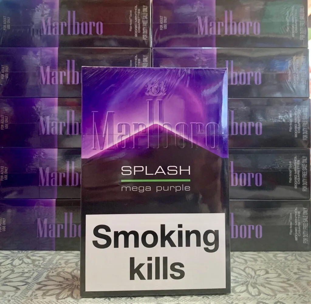 Marlboro Splash Mega Purple (มาโบโร่ ม่วง) บุหรี่/ซิการ์นำเข้า มวนคุณภาพ รสชาติชัด บรรจุภัณฑ์สมบูรณ์